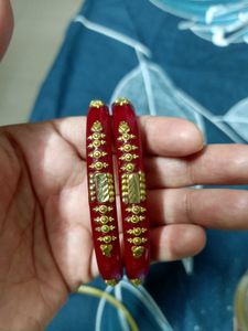 Royal Red Golden Kada Set