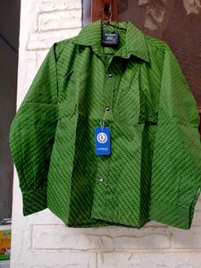 new Green Textured Button-Up Shirt