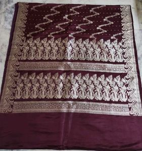 Maroon pure Banarasi Silk Saree
