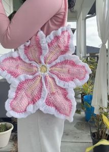 Crochet Flower Tote Bag