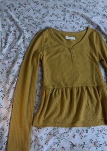 Abercrombie Yellow baby doll Ribbed top