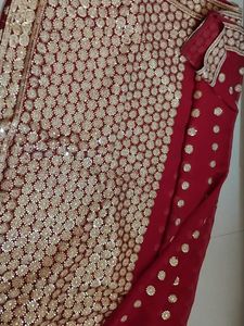 Embroidered Red Saree