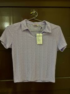 Ginger Lavender schiffli knit top
