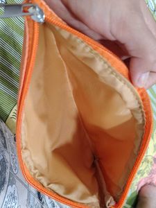 orange Chevron pouch