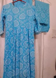 Blue Printed Kurta Set with Dupatta