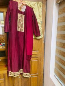 Elegant Maroon Embroidered Fabric