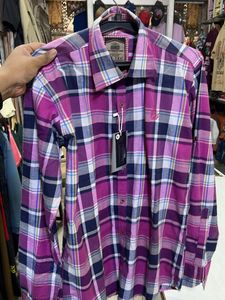 Men's Pink Plaid Long Sleeve Shirt