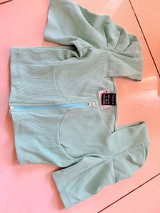 Mint Green Zip Front Crop Top