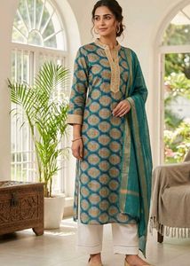 Boho Blue &amp; Gold Kurta