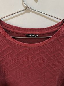 Maroon Textured Crewneck Sweatshirt