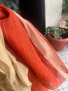 Orange and light golden long Dupattas