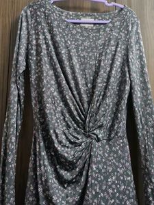 Ghost London Chic Floral Print Twist Front Midi Dr
