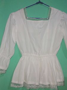 White Lace Trim Peplum Top