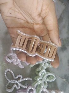 Pearl Bow Hair Claw Clips (Set of 7)