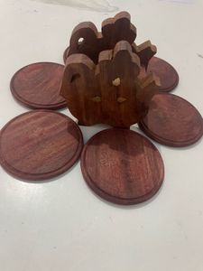 Wooden Coaster Set with Holder