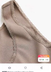H&amp;M Tan Lace Trim Tank Top