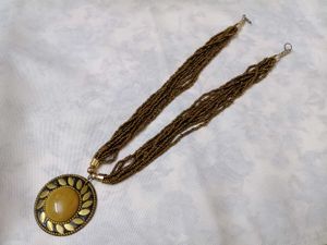 Vintage Beaded Medallion Necklace