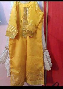 Yellow Kurta Set with Gold Embellishments