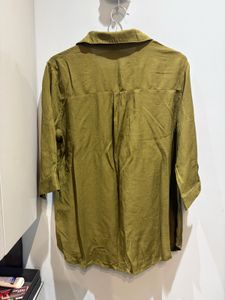 Olive Green Collared Button-Up Top