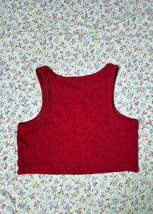 Red "Endless Tropical Days" Crop Top