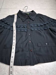 Elegant Black Lace Trimmed Blouse