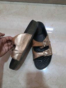 birken style Rose Gold Double Strap Sandals