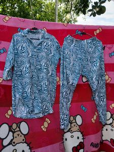 Blue & White Pajama Set