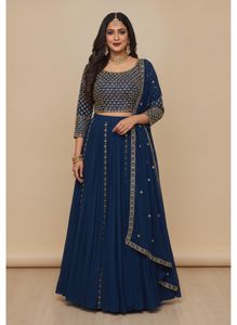 Blue Embroidered Gown