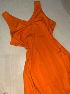 V-Neck Orange Maxi Dress