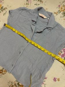 Light blue cotton crop shirt