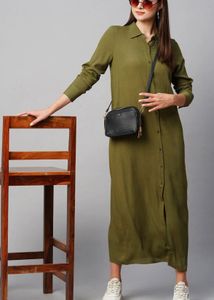 Chemistry Olive Green Shirt Maxi Dress