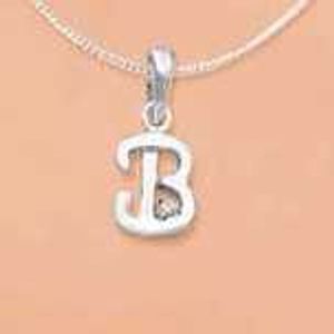 Silver Letter B Pendant with Diamond