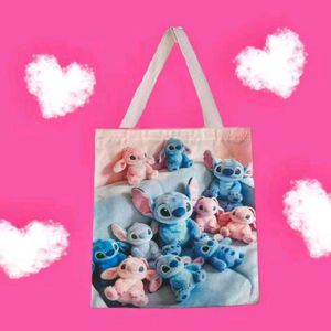 🇸🇬Cute Stitch &amp; Angel Plush Tote Bag