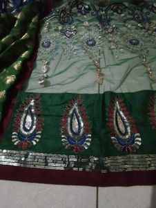 Embroidered Green Silk Saree