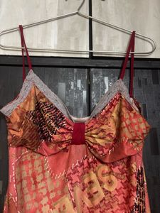 y2k lace trimmed red cami top