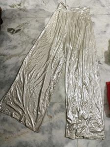 Silver Metallic Wide Leg Pants