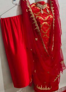 Combo Very Beautiful red Brocade Wedding Suit Fabr