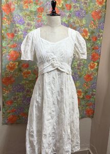 Cream Puff Sleeve Midi Dress