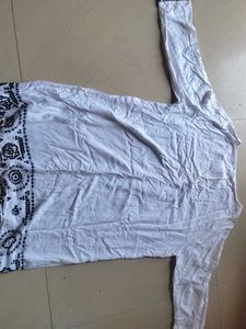 White sequenced Kurta women long top size xxl