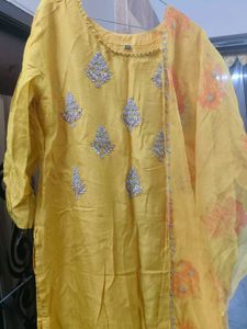 Yellow Kurta with Embellishments