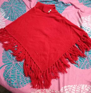 Red Knitted Poncho