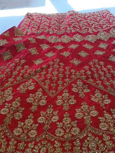 Red &amp; Gold Embroidered Lehenga and dupatta