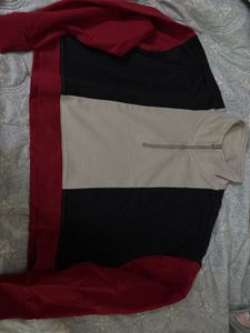 Colorblock Quarter Zip Cropped Sweatshirt