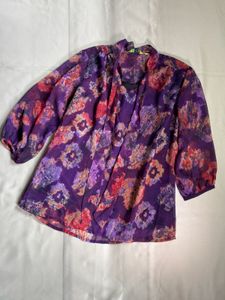 Bohemian Floral Print Sheer Blouse