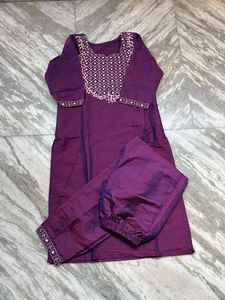 Elegant Purple Embroidered Kurta Set