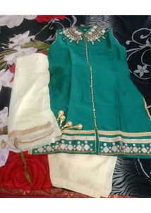 Emerald Green Kurta with Mirror Work