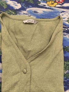 ONLY Light Green Textured Button-Up Top