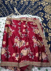 Maroon Floral Saree with Embellished Border