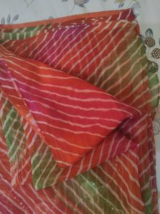 Vibrant Leheriya Saree with Sequins