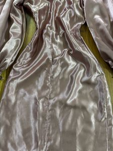 Satin Puff Sleeve Mini Dress